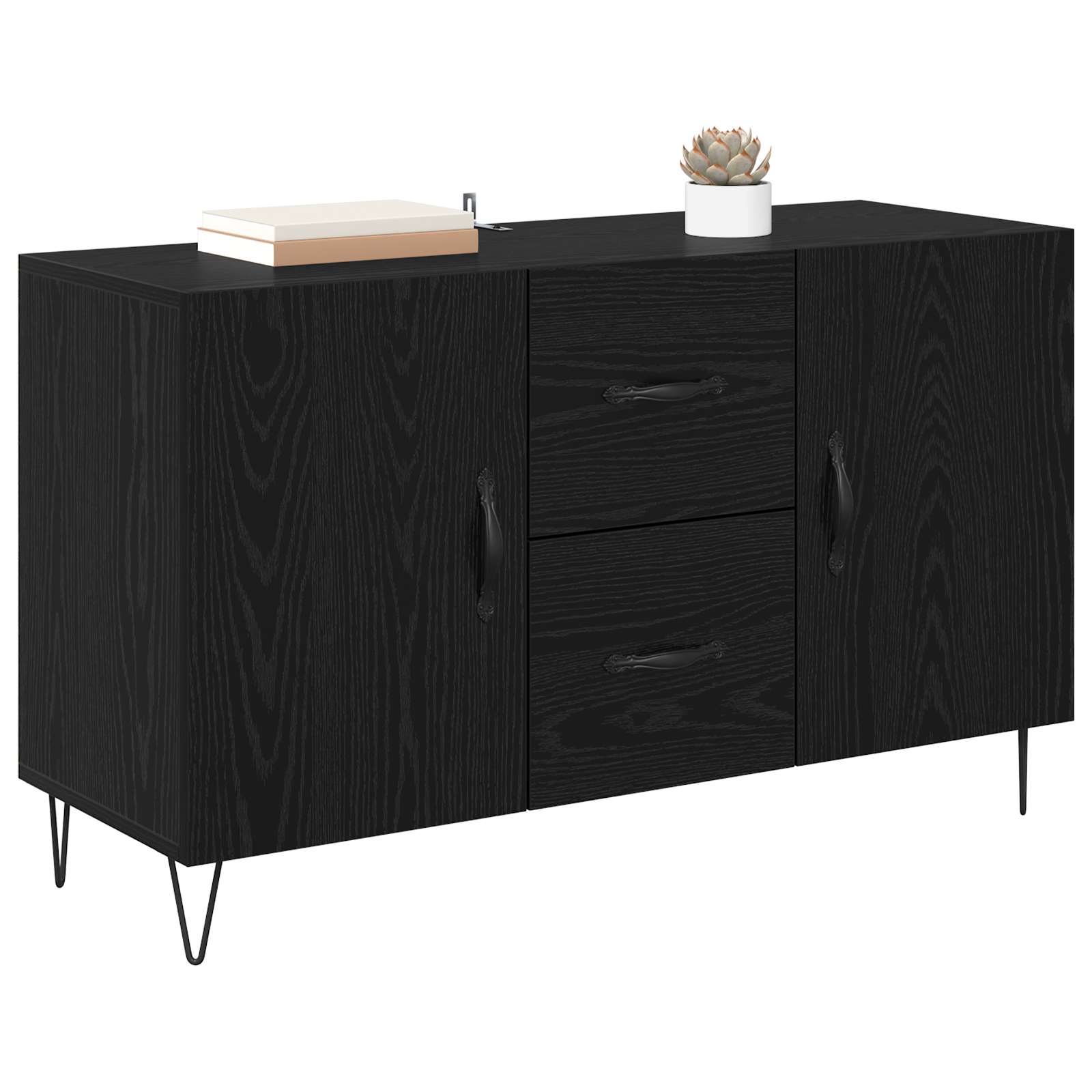 vidaXL Sideboard Black Oak 100 x 36 x 60 cm Engineered Wood 3