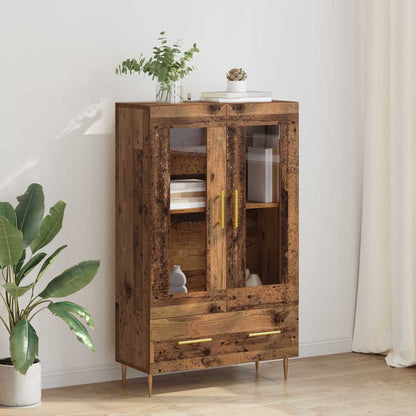 vidaXL Highboard Old Wood 69.5 x 31 x 115 cm Engineered Wood and Glass 1