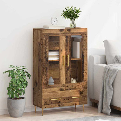 vidaXL Highboard Old Wood 69.5 x 31 x 115 cm Engineered Wood and Glass 4