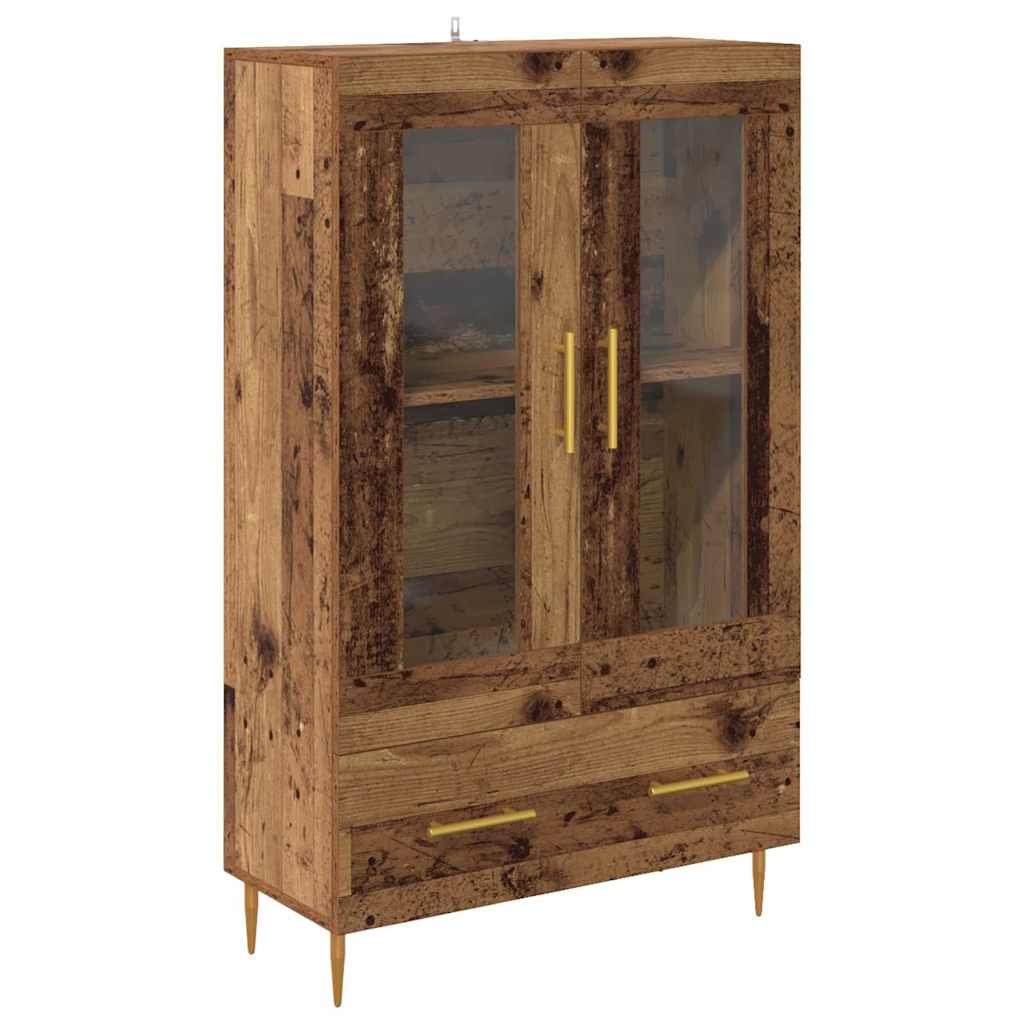 vidaXL Highboard Old Wood 69.5 x 31 x 115 cm Engineered Wood and Glass 2