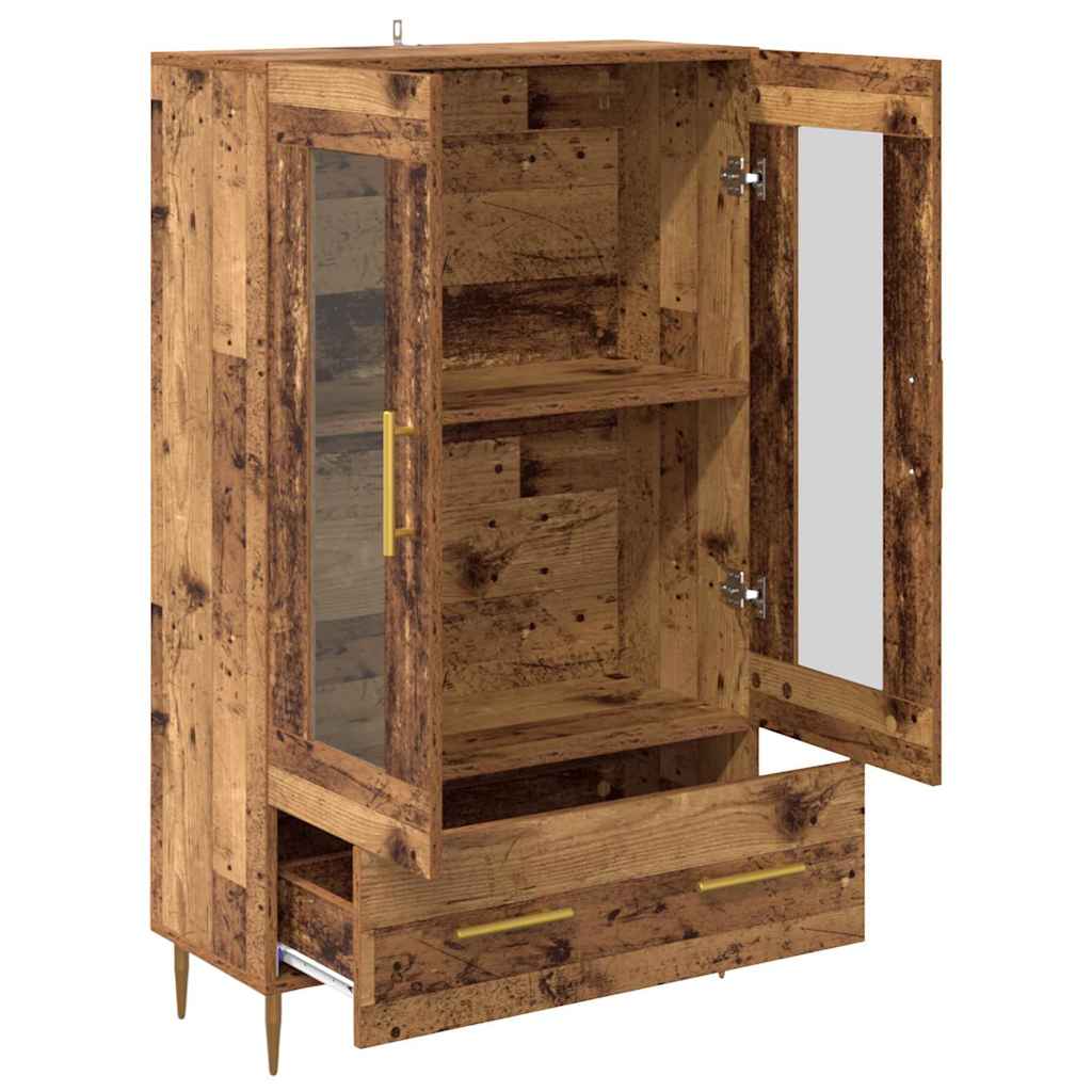 vidaXL Highboard Old Wood 69.5 x 31 x 115 cm Engineered Wood and Glass 5