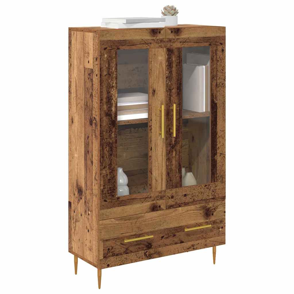 vidaXL Highboard Old Wood 69.5 x 31 x 115 cm Engineered Wood and Glass 3