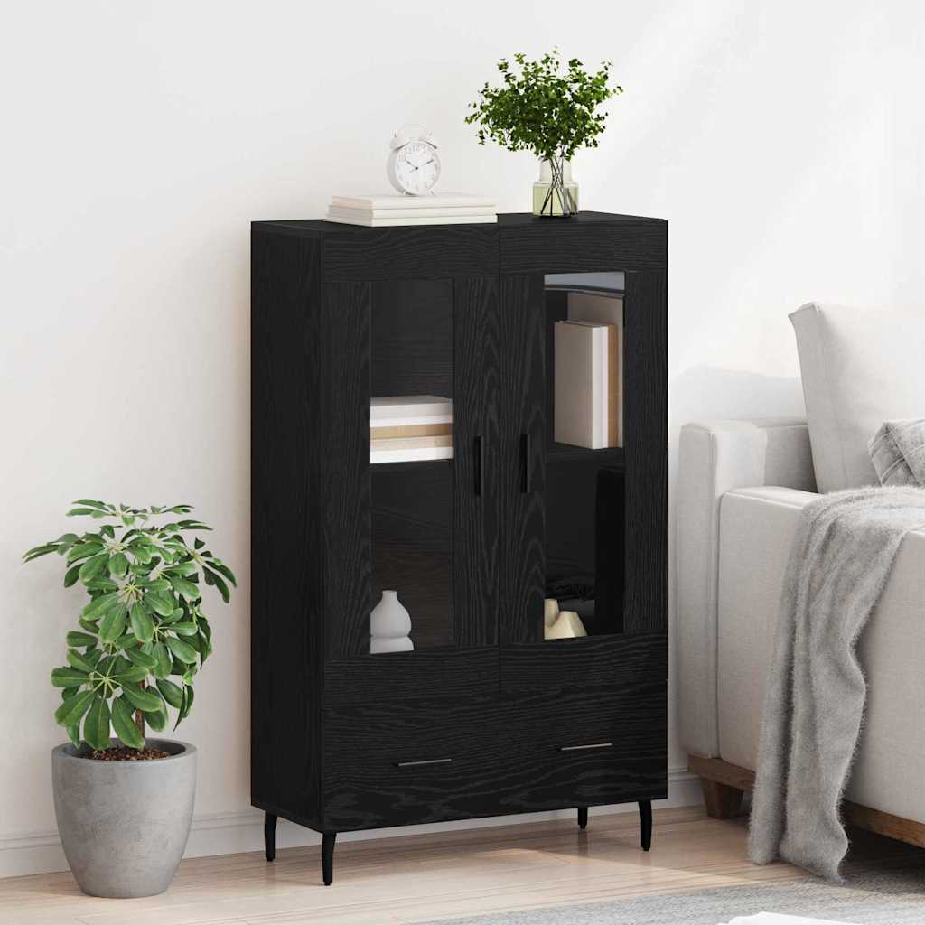 vidaXL Highboard Black Oak 69.5 x 31 x 115 cm Engineered Wood 4