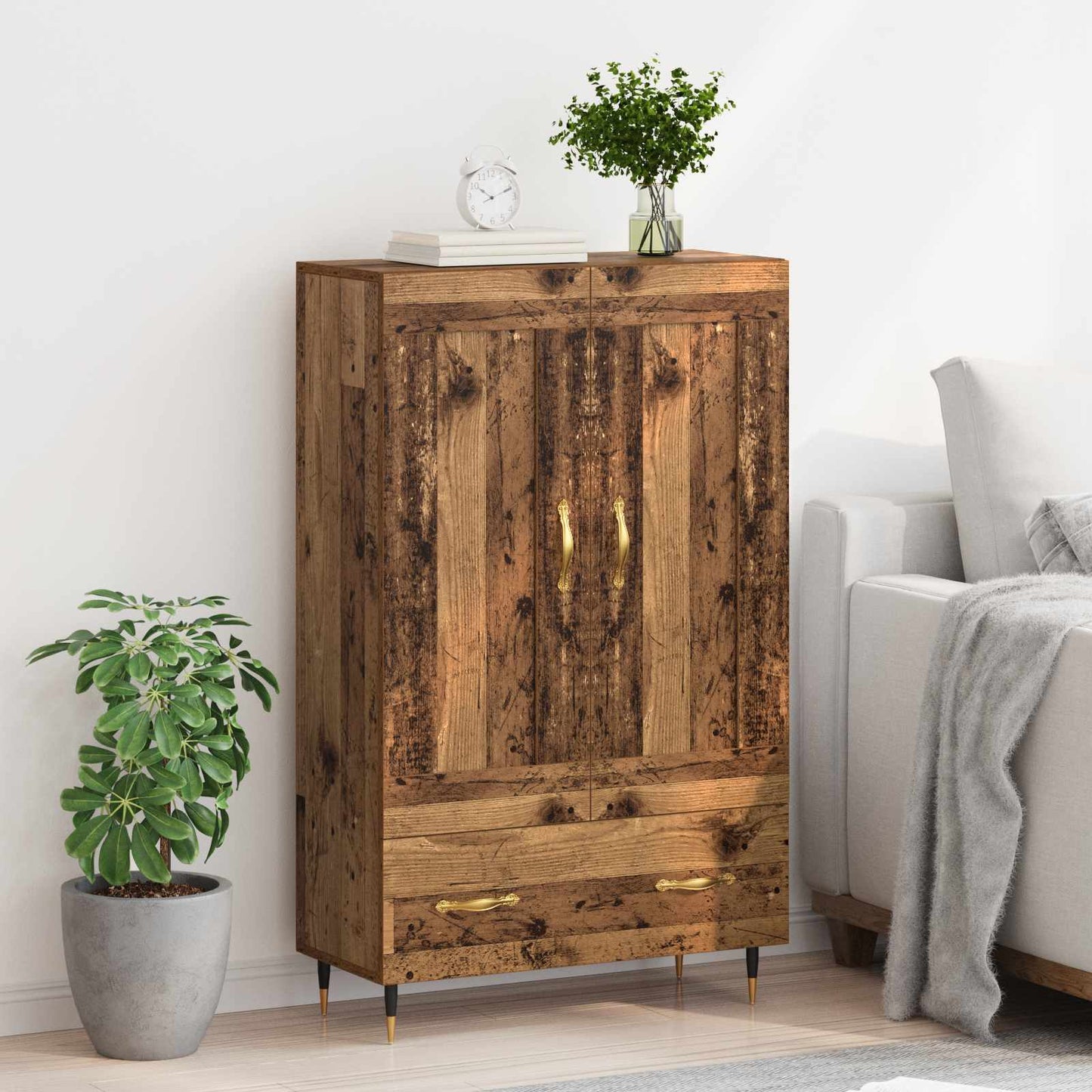 vidaXL Highboard Old Wood 69.5 x 31 x 115 cm Engineered Wood 4