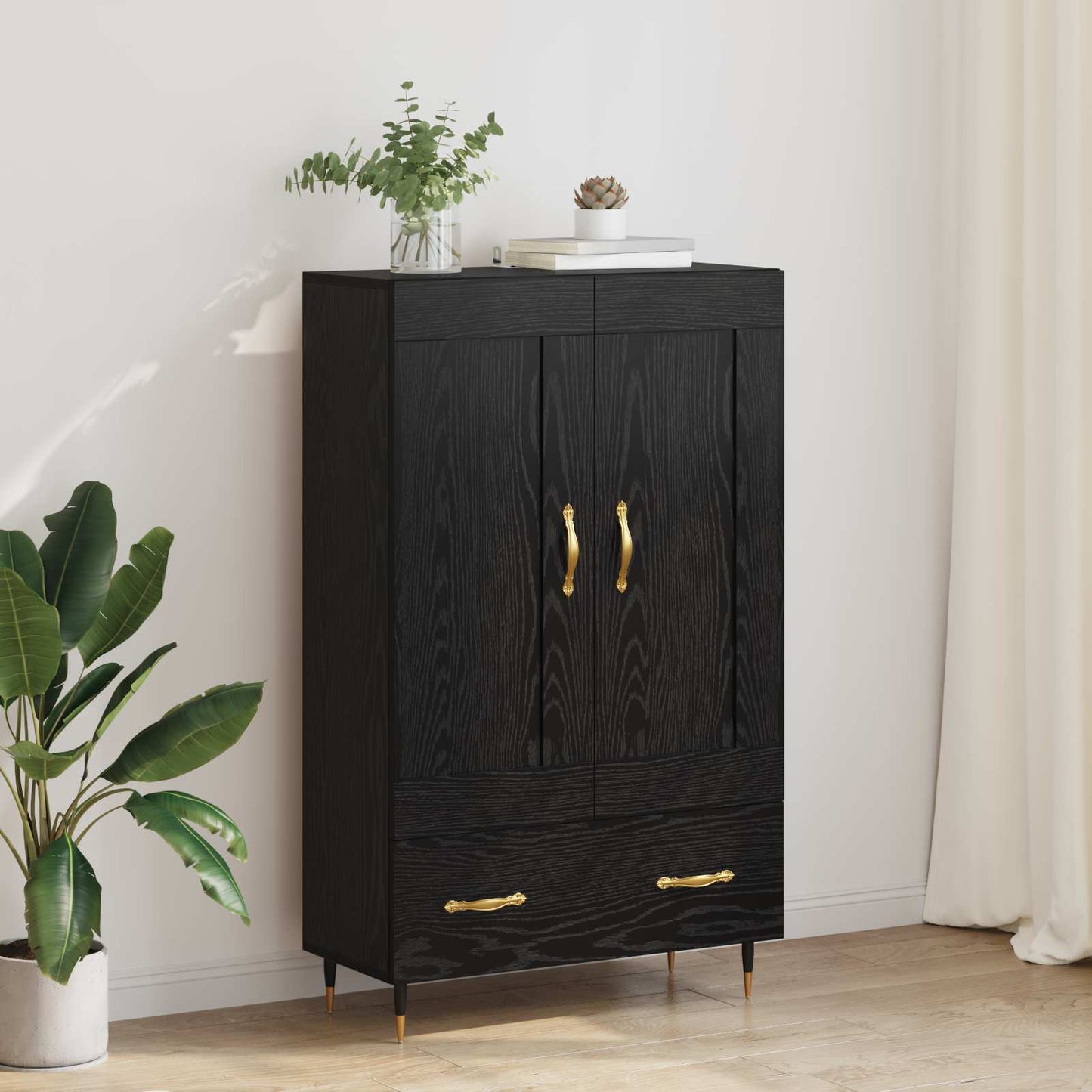vidaXL Highboard Black Oak 69.5 x 31 x 115 cm Engineered Wood 1