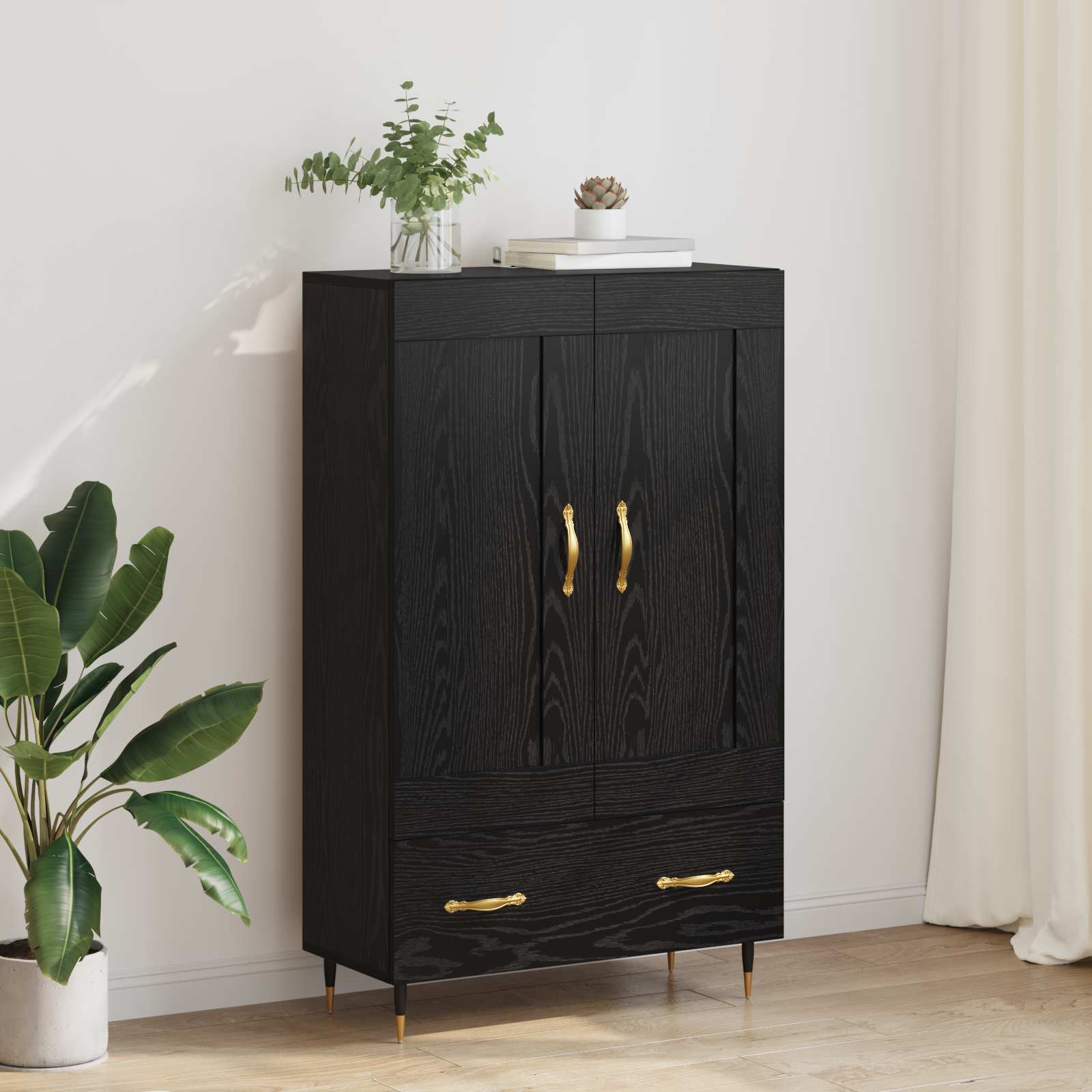 vidaXL Highboard Black Oak 69.5 x 31 x 115 cm Engineered Wood 1