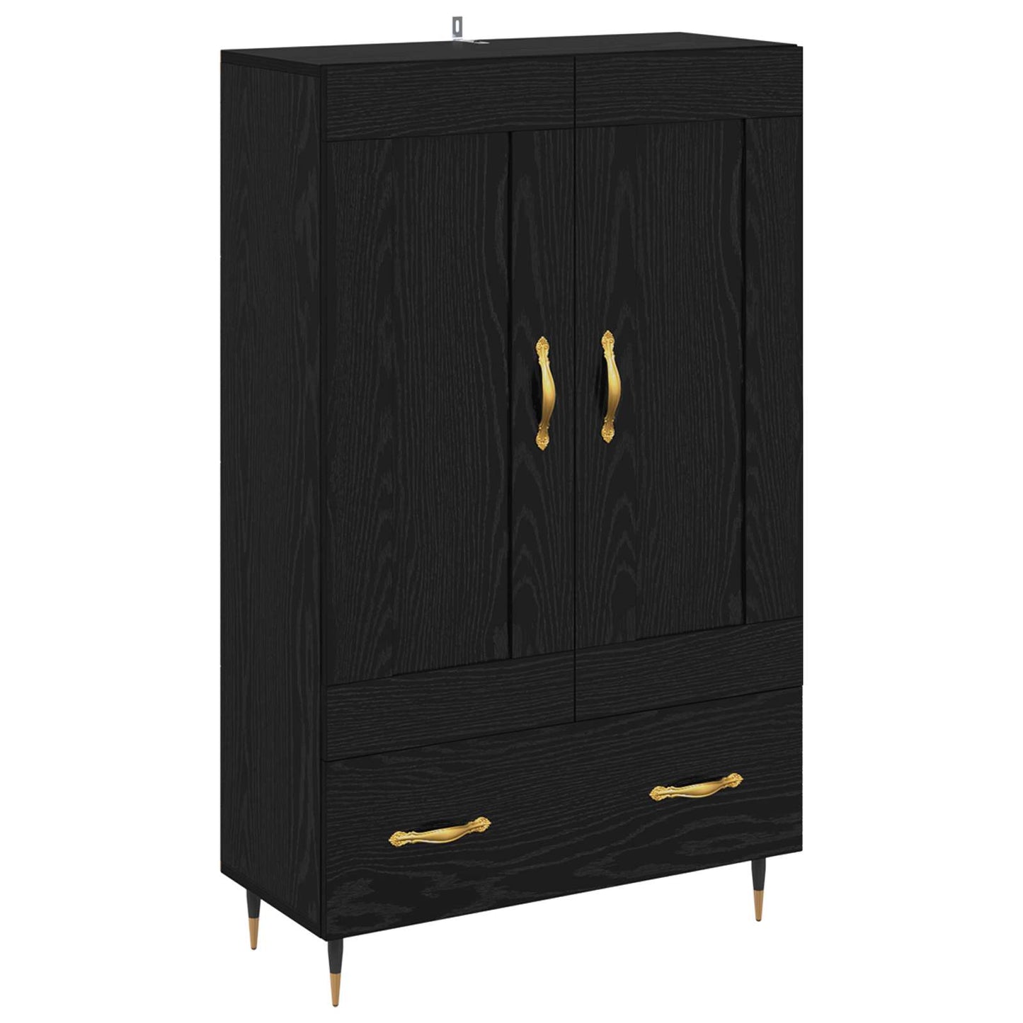 vidaXL Highboard Black Oak 69.5 x 31 x 115 cm Engineered Wood 2