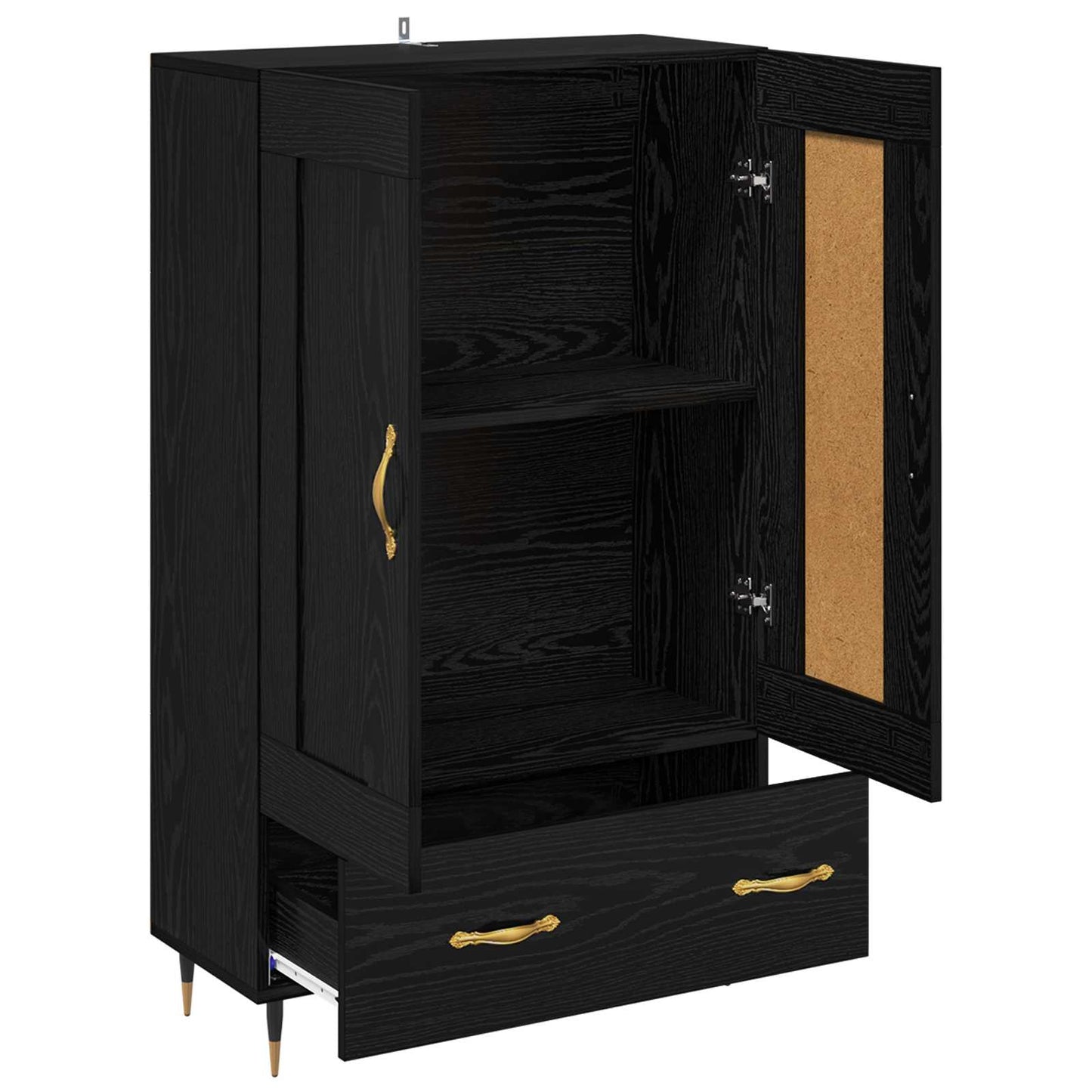 vidaXL Highboard Black Oak 69.5 x 31 x 115 cm Engineered Wood 5