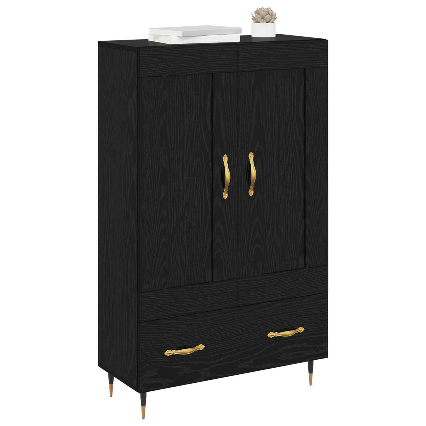 vidaXL Highboard Black Oak 69.5 x 31 x 115 cm Engineered Wood 3