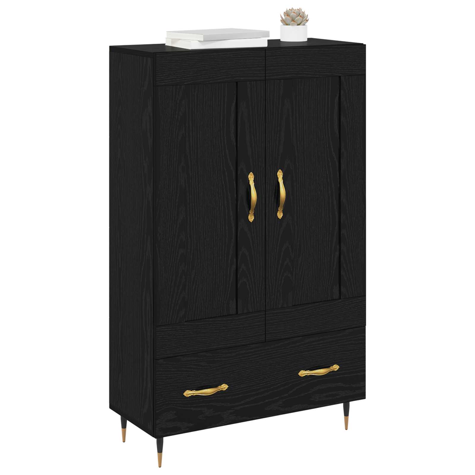 vidaXL Highboard Black Oak 69.5 x 31 x 115 cm Engineered Wood 3