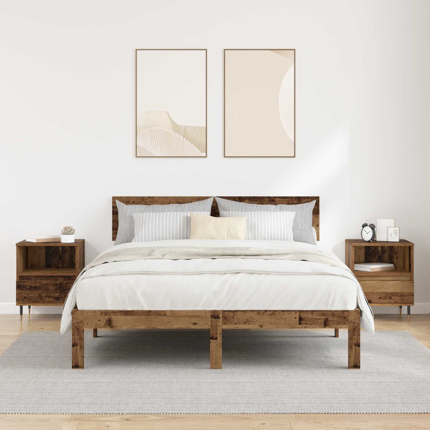 vidaXL Bedside Cabinet 2 pcs Old Wood 40 x 35 x 50 cm Engineered Wood 4