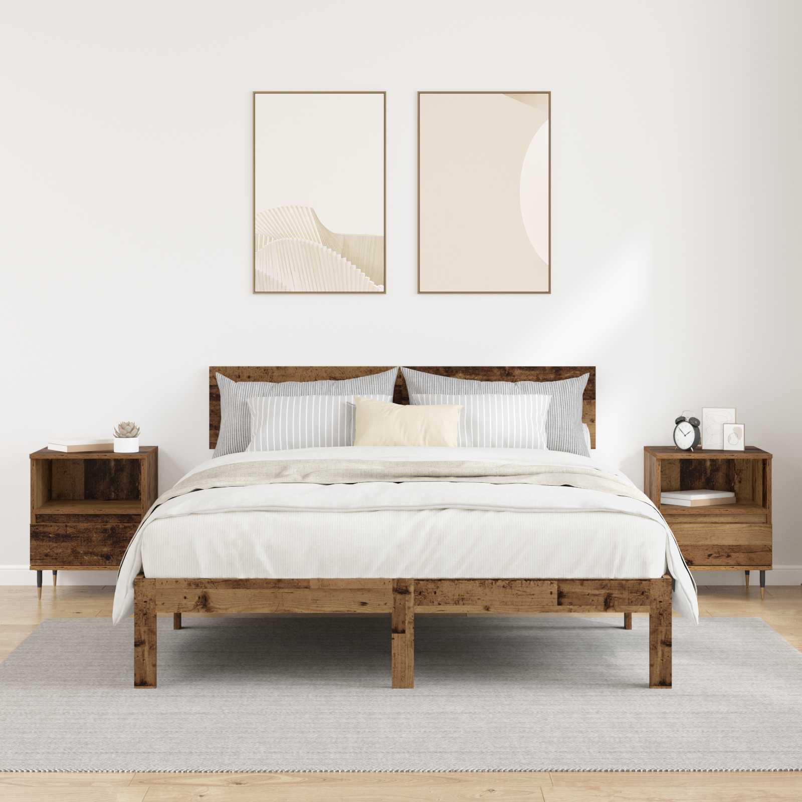 vidaXL Bedside Cabinet 2 pcs Old Wood 40 x 35 x 50 cm Engineered Wood 4