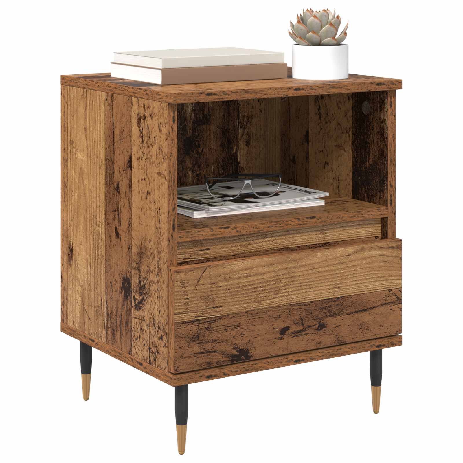 vidaXL Bedside Cabinet 2 pcs Old Wood 40 x 35 x 50 cm Engineered Wood 3