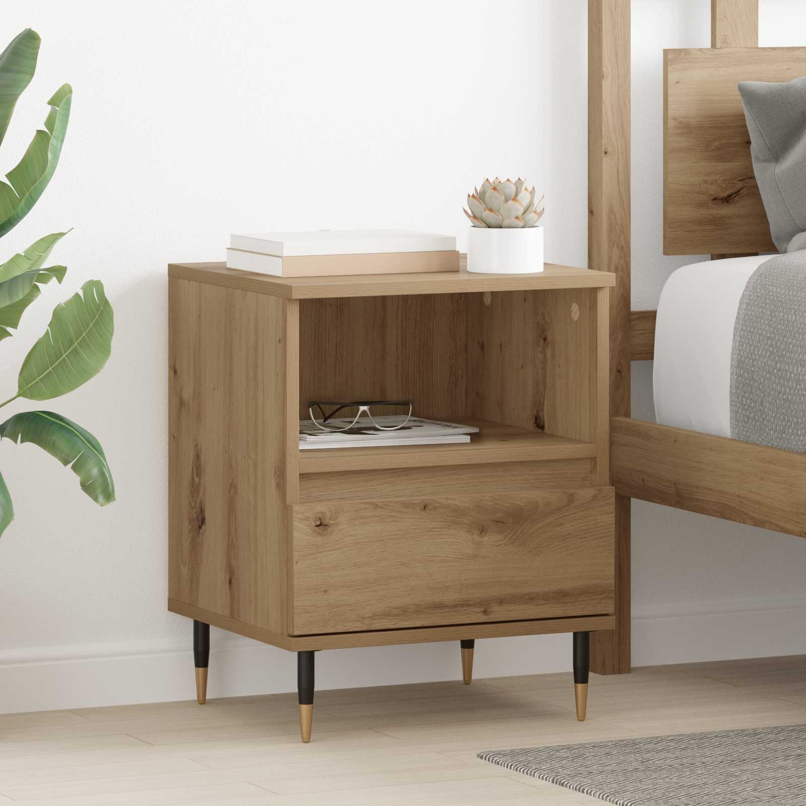 vidaXL Bedside Cabinet 2 pcs Artisan Oak 40 x 35 x 50 cm 1