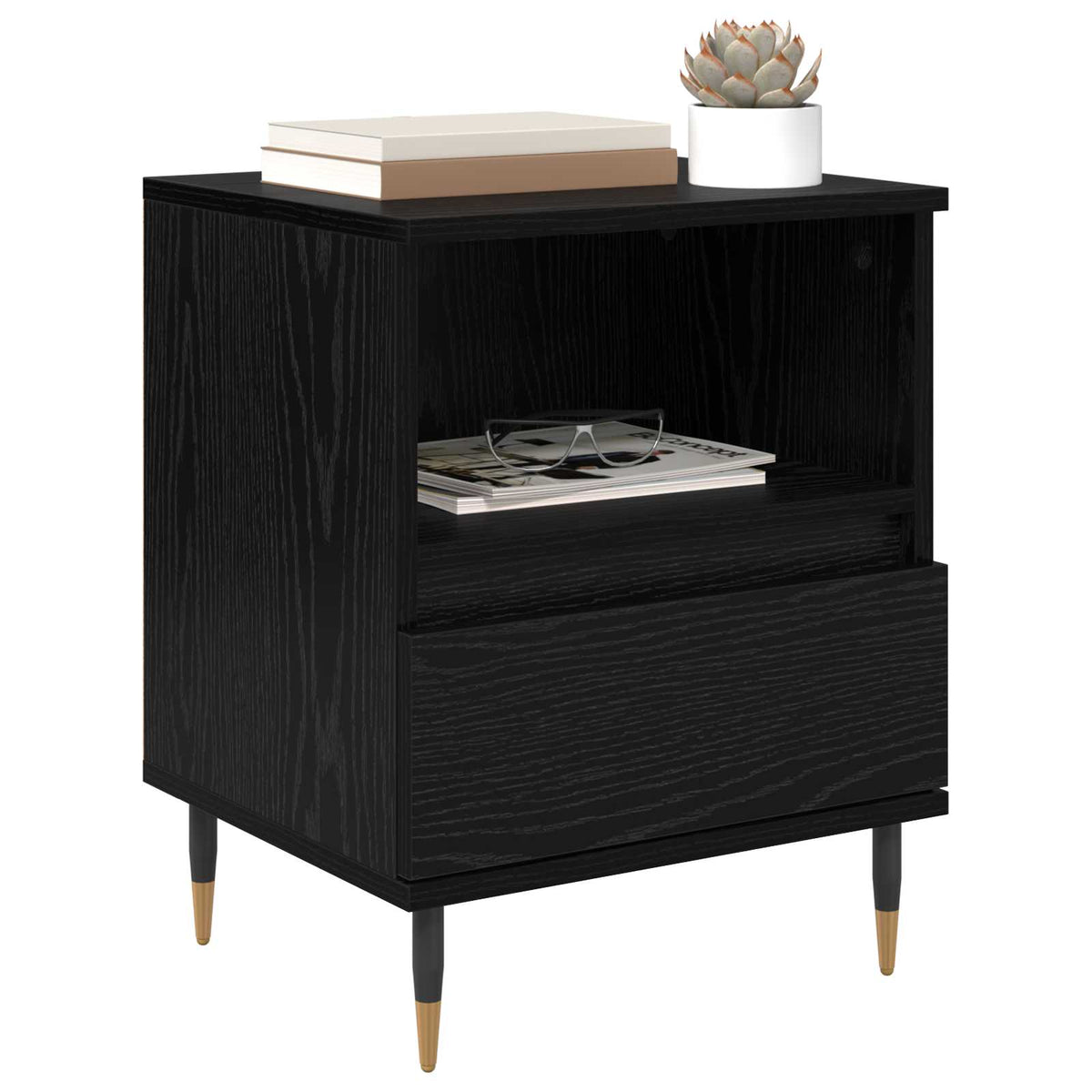 Bedside Cabinet 40x35x50 cm Engineered Wood Black oak