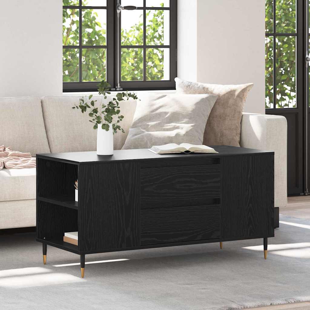 vidaXL Coffee Table Black Oak 102 x 44.5 x 50 cm Engineered Wood 1