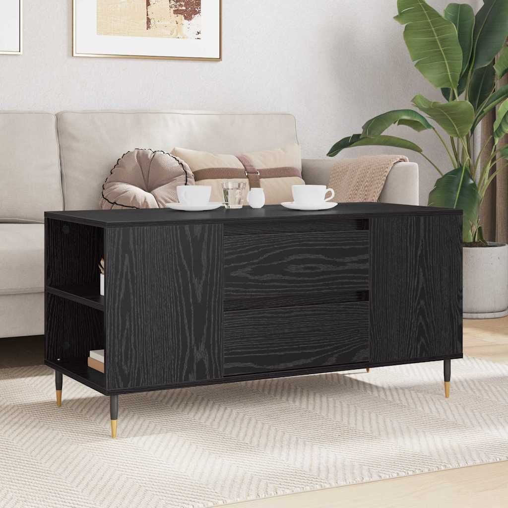 vidaXL Coffee Table Black Oak 102 x 44.5 x 50 cm Engineered Wood 4