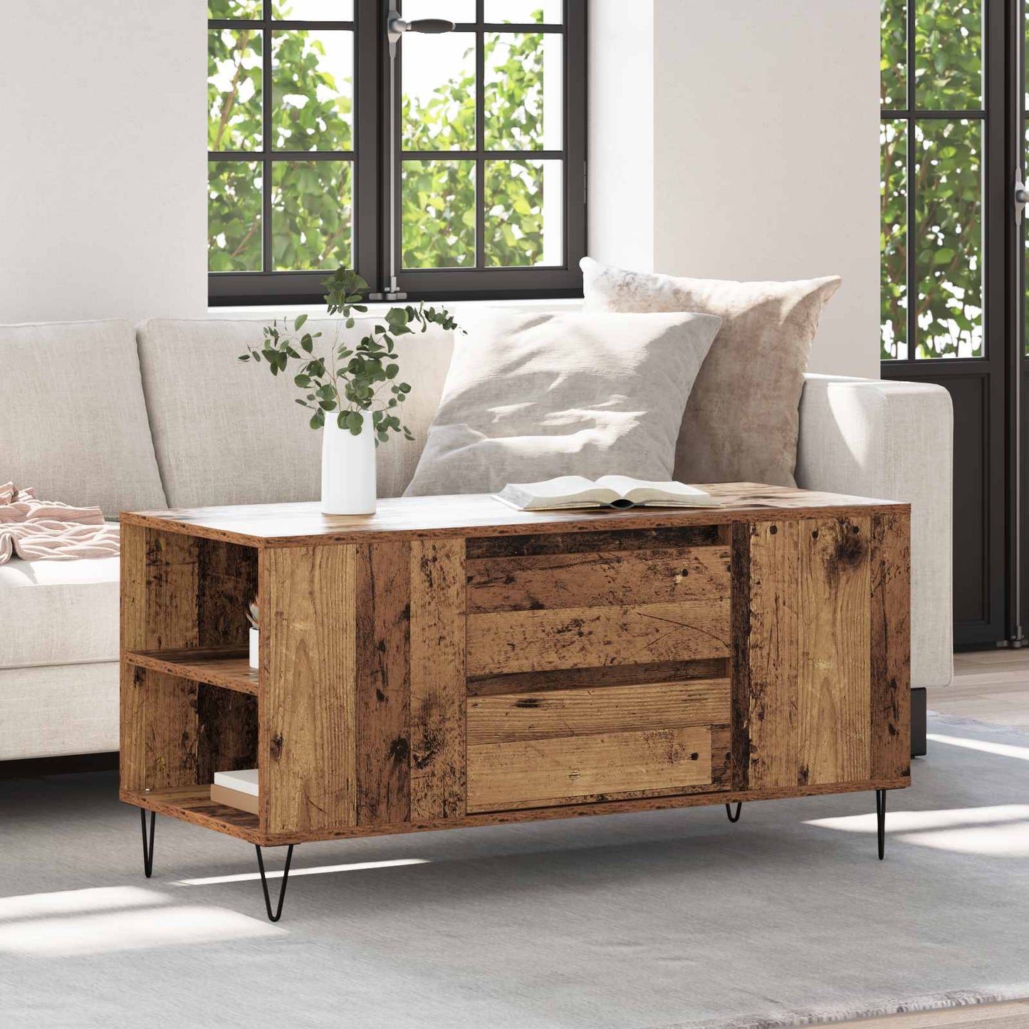 vidaXL Coffee Table Old Wood 102 x 44.5 x 50 cm Engineered Wood 1