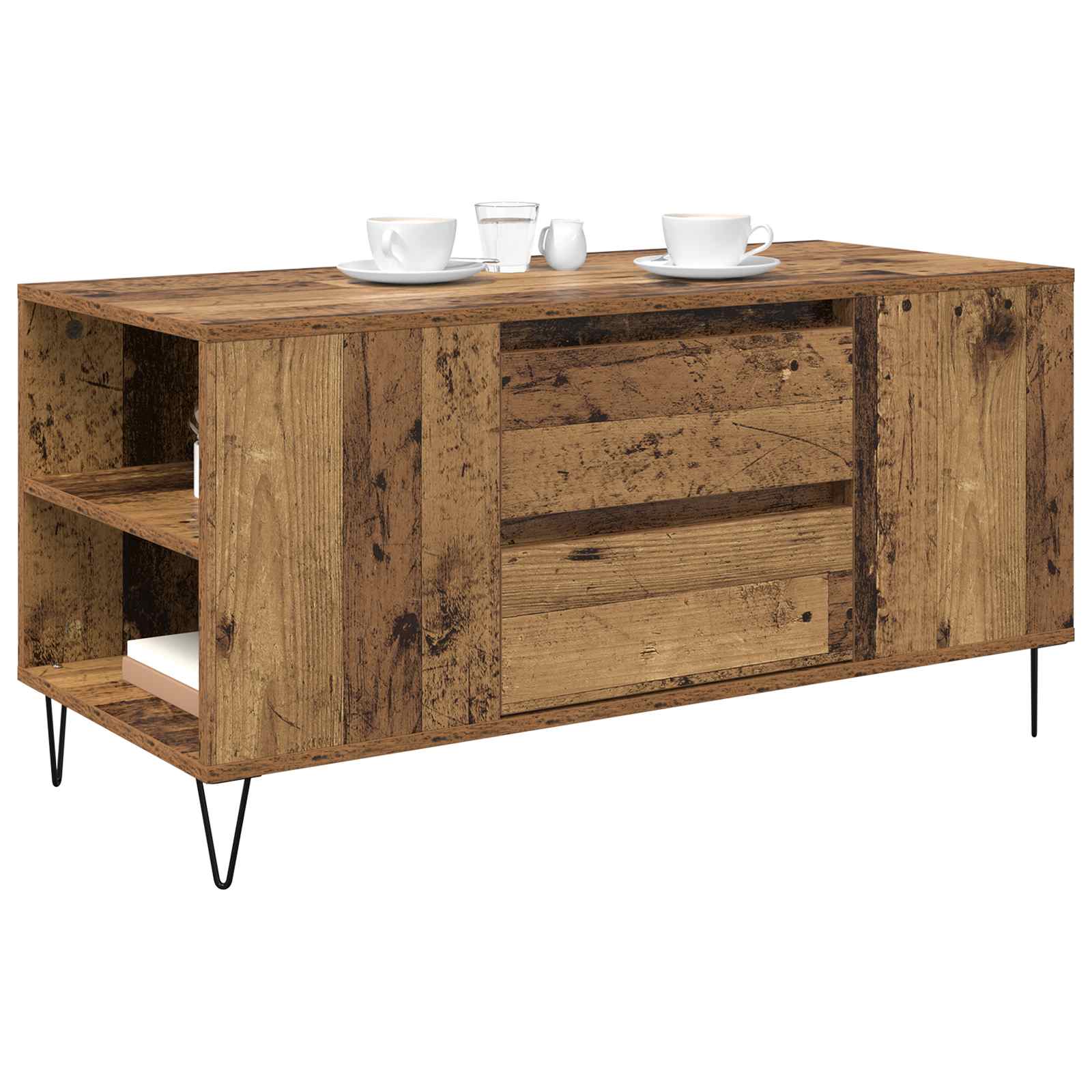 vidaXL Coffee Table Old Wood 102 x 44.5 x 50 cm Engineered Wood 3
