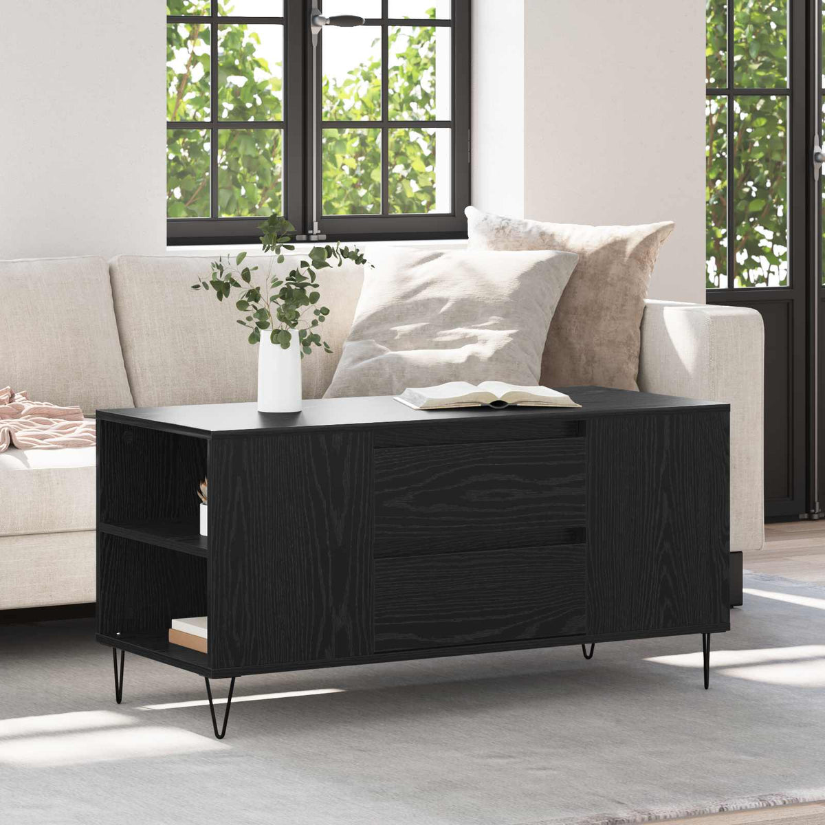 Coffee Table 102x44,5x50 cm Engineered Wood Black oak