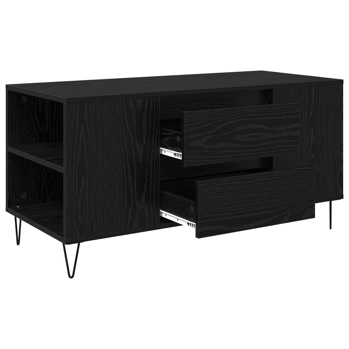 vidaXL Coffee Table Black Oak 102 x 44.5 x 50 cm Engineered Wood 5