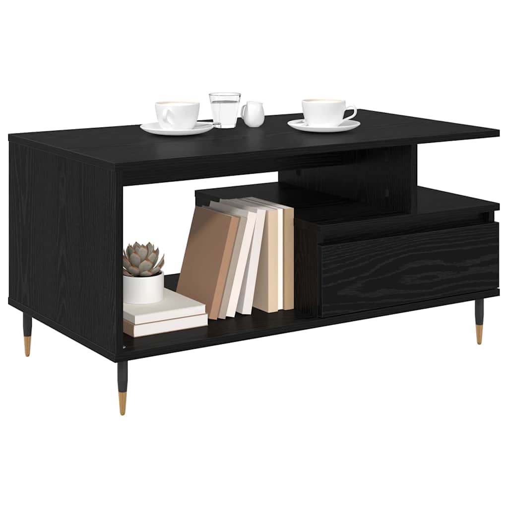 vidaXL Coffee Table Black Oak 90 x 49 x 45 cm Engineered Wood 3