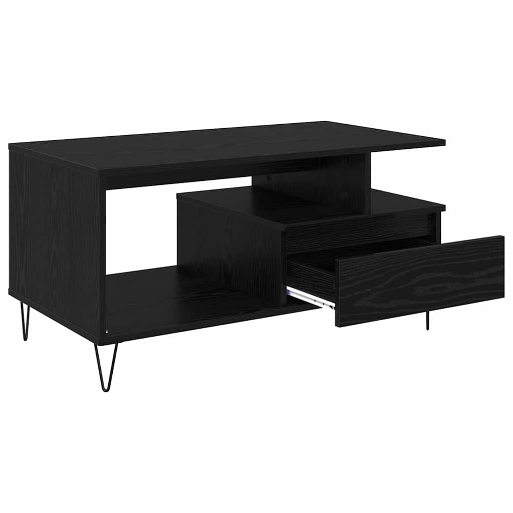 vidaXL Coffee Table Black Oak 90 x 49 x 45 cm Engineered Wood 5