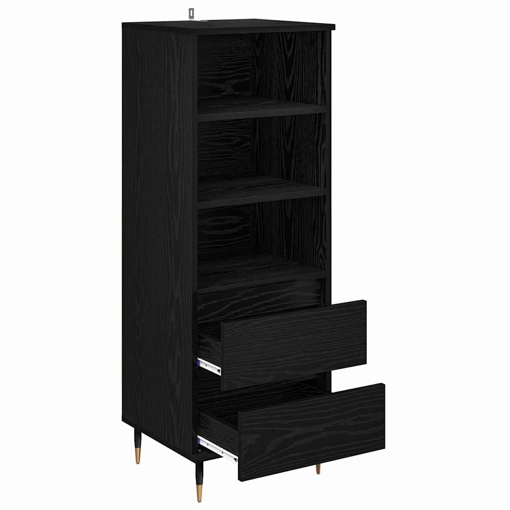 vidaXL Highboard Black Oak 40 x 36 x 110 cm Engineered Wood 5