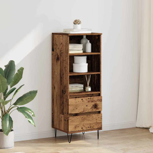 vidaXL Highboard Old Wood Engineered Wood standing in a room with a plant