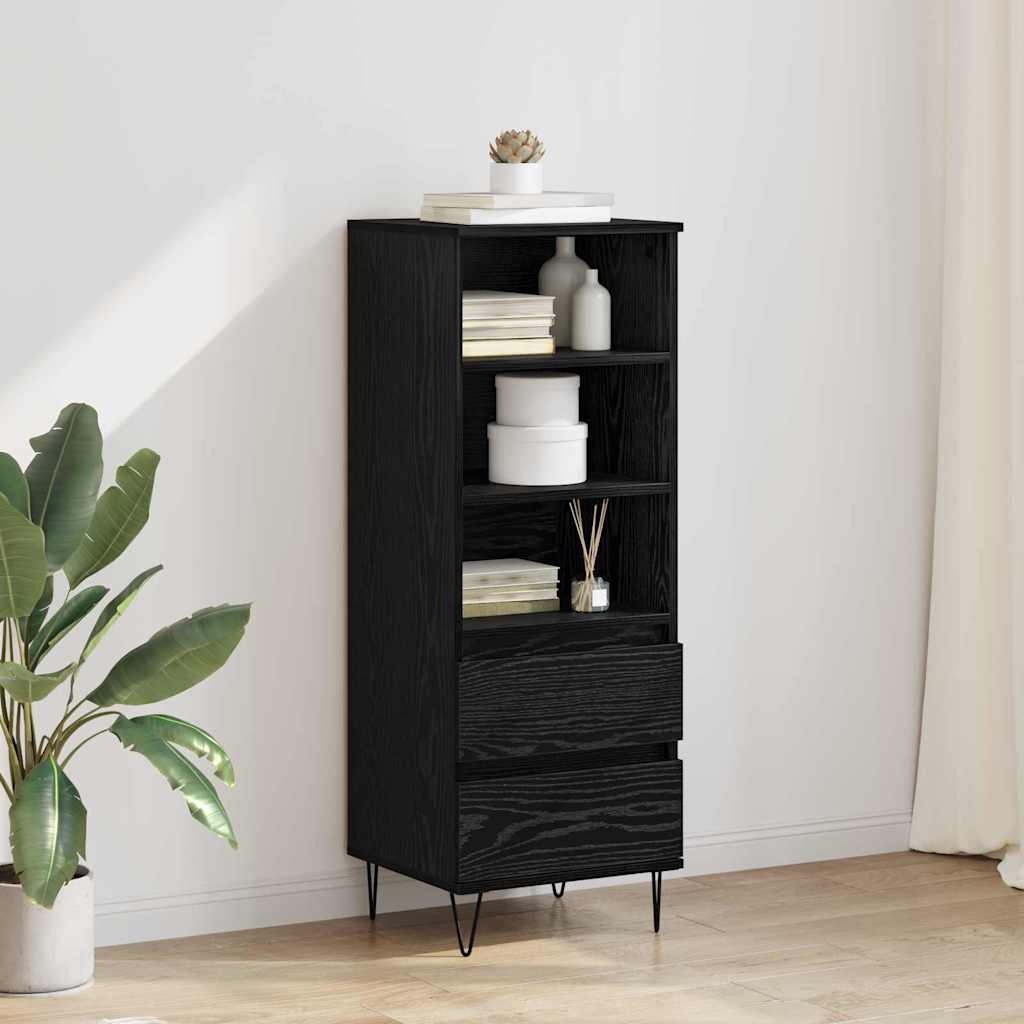 vidaXL Highboard Black Oak 40 x 36 x 110 cm Engineered Wood 1