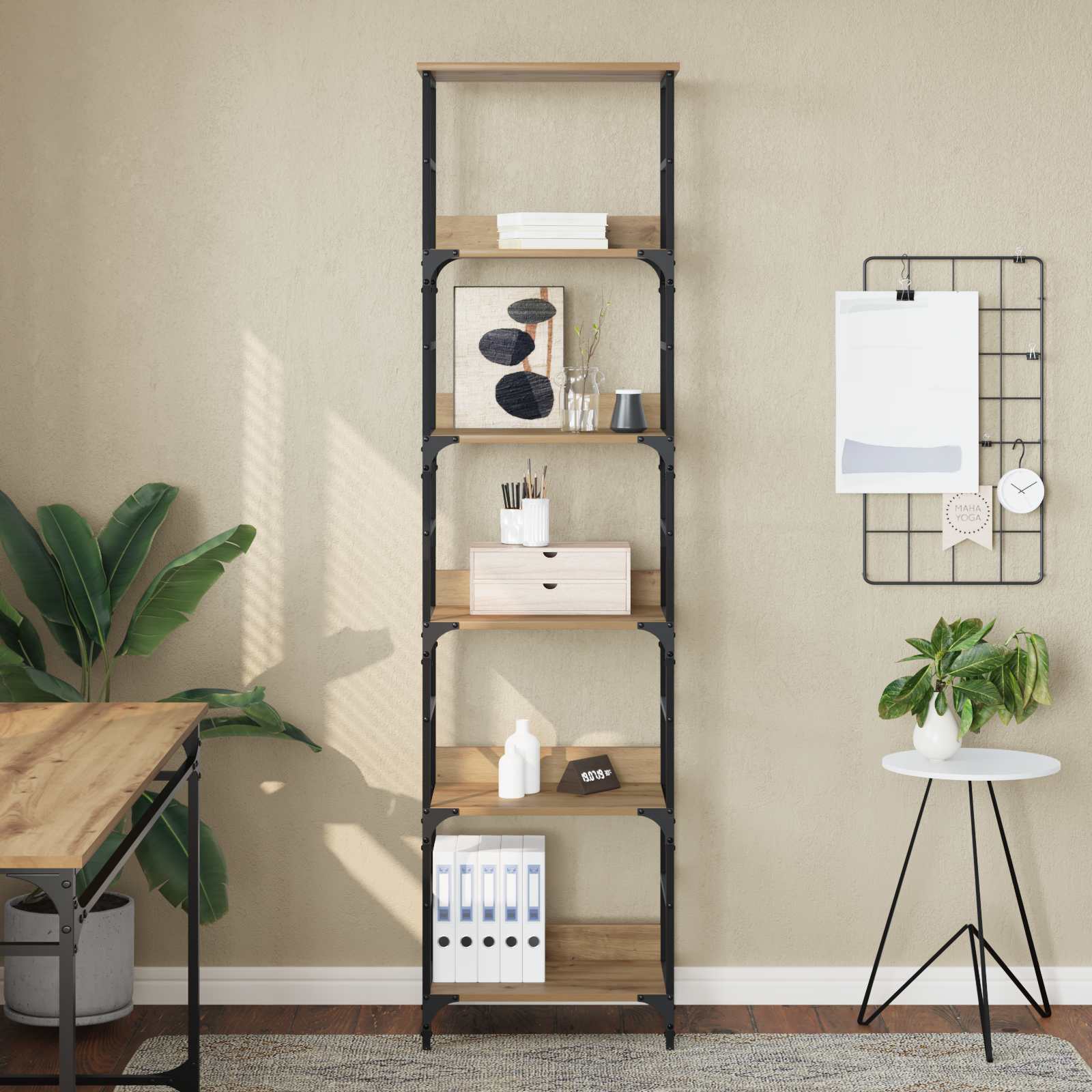 vidaXL Bookshelf 5-Tier 50x33x188.5cm Engineered Wood Artisan Oak 4