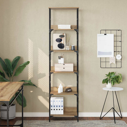 vidaXL Bookshelf 5-Tier 50x33x188.5cm Engineered Wood Artisan Oak 4