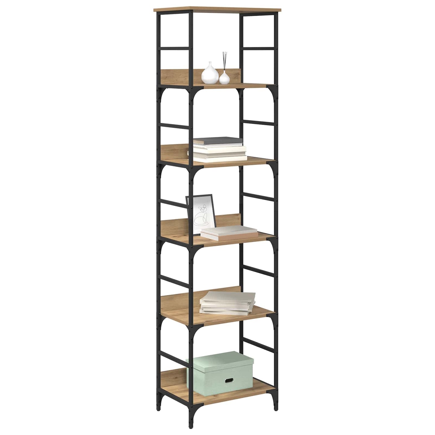 vidaXL Bookshelf 5-Tier 50x33x188.5cm Engineered Wood Artisan Oak 3