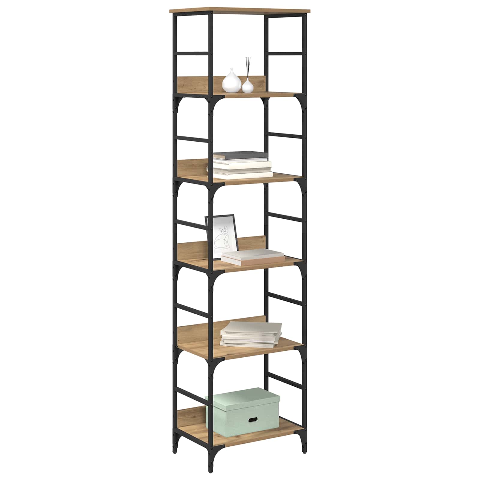 vidaXL Bookshelf 5-Tier 50x33x188.5cm Engineered Wood Artisan Oak 3