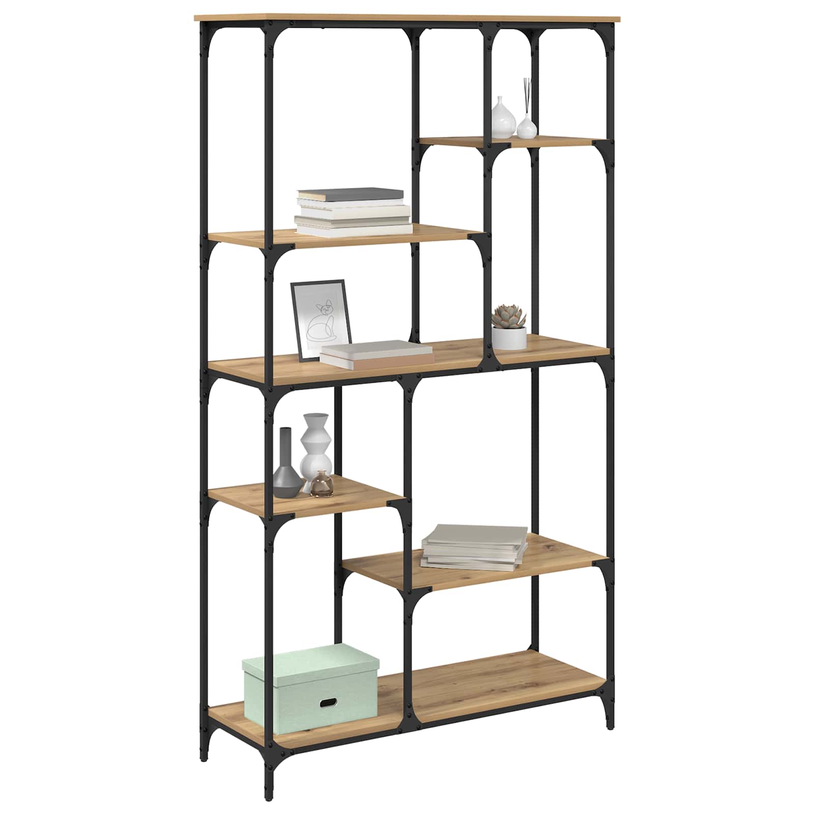 vidaXL Bookshelf 5-Tier 99 x 35.5 x 176 cm Engineered Wood Artisan Oak 3