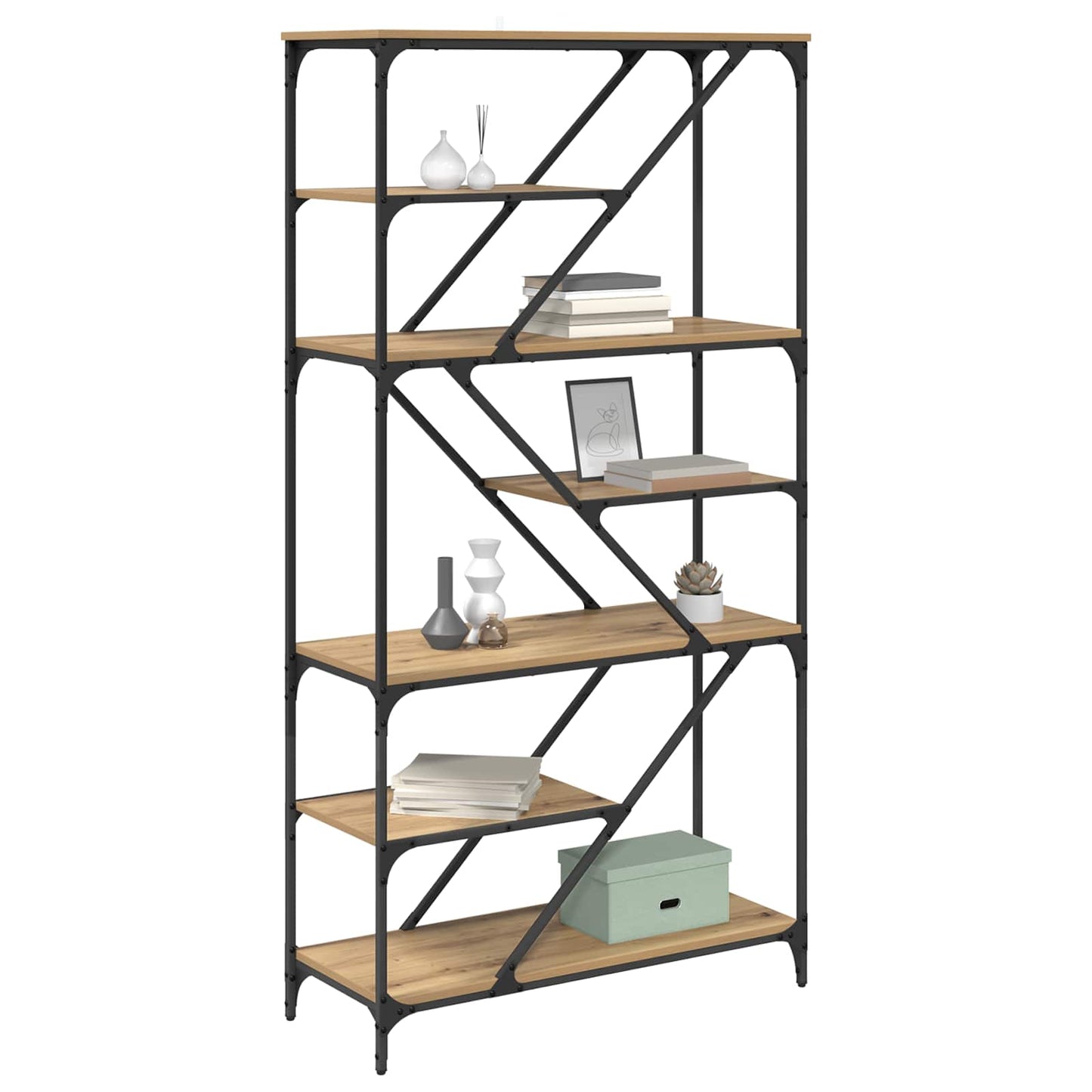 vidaXL Bookshelf 9-Tier 91 x 36 x 176 cm Engineered Wood Artisan Oak 3