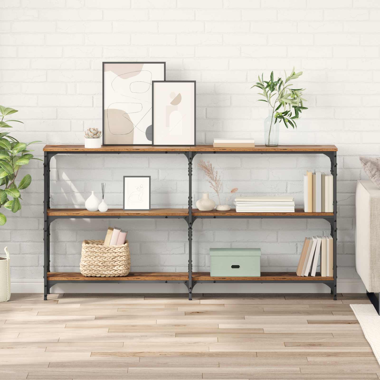 vidaXL Console Table Old Wood 156 x 28 x 80.5 cm Engineered Wood 1