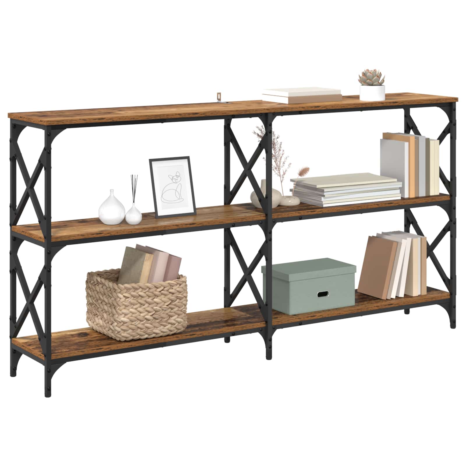 vidaXL Console Table Old Wood 156 x 28 x 80.5 cm Engineered Wood 3