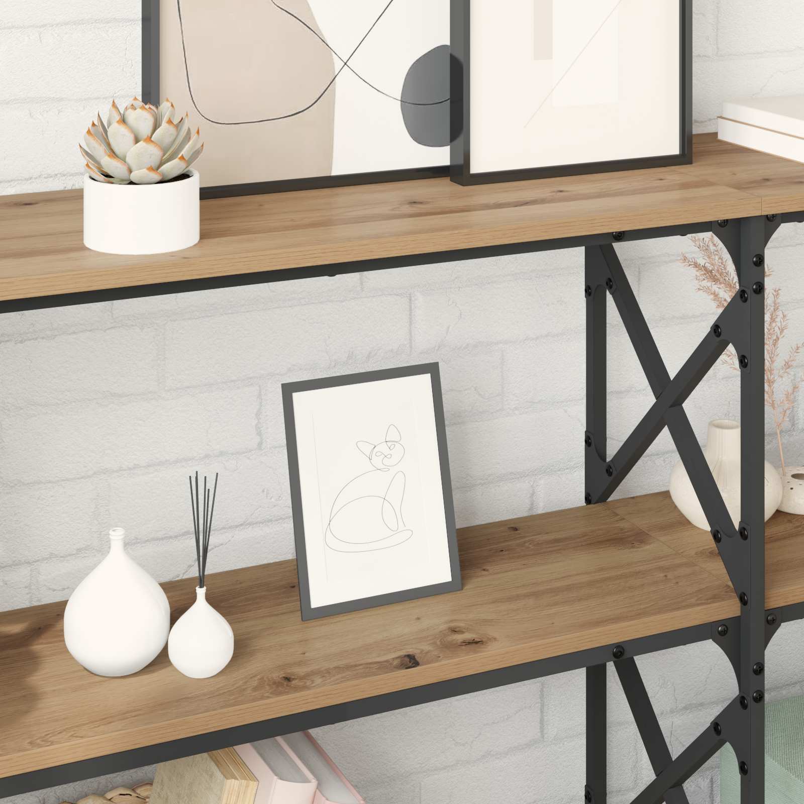 vidaXL Console Table Artisan Oak 156 x 28 x 80.5 cm Engineered Wood 4