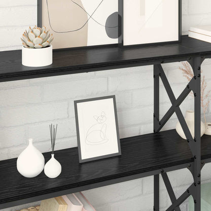 vidaXL Console Table Black Oak 156 x 28 x 80.5 cm Engineered Wood 4