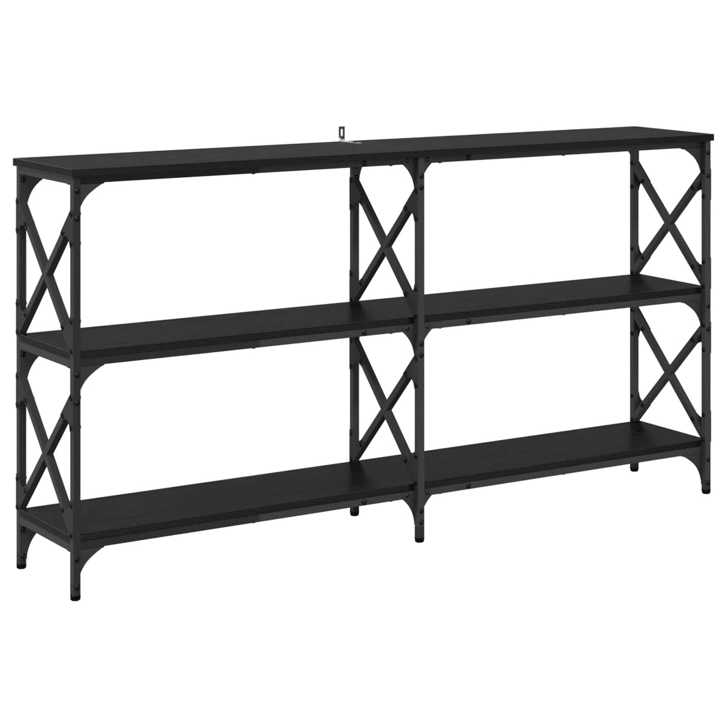 vidaXL Console Table Black Oak 156 x 28 x 80.5 cm Engineered Wood 2
