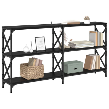 vidaXL Console Table Black Oak 156 x 28 x 80.5 cm Engineered Wood 3