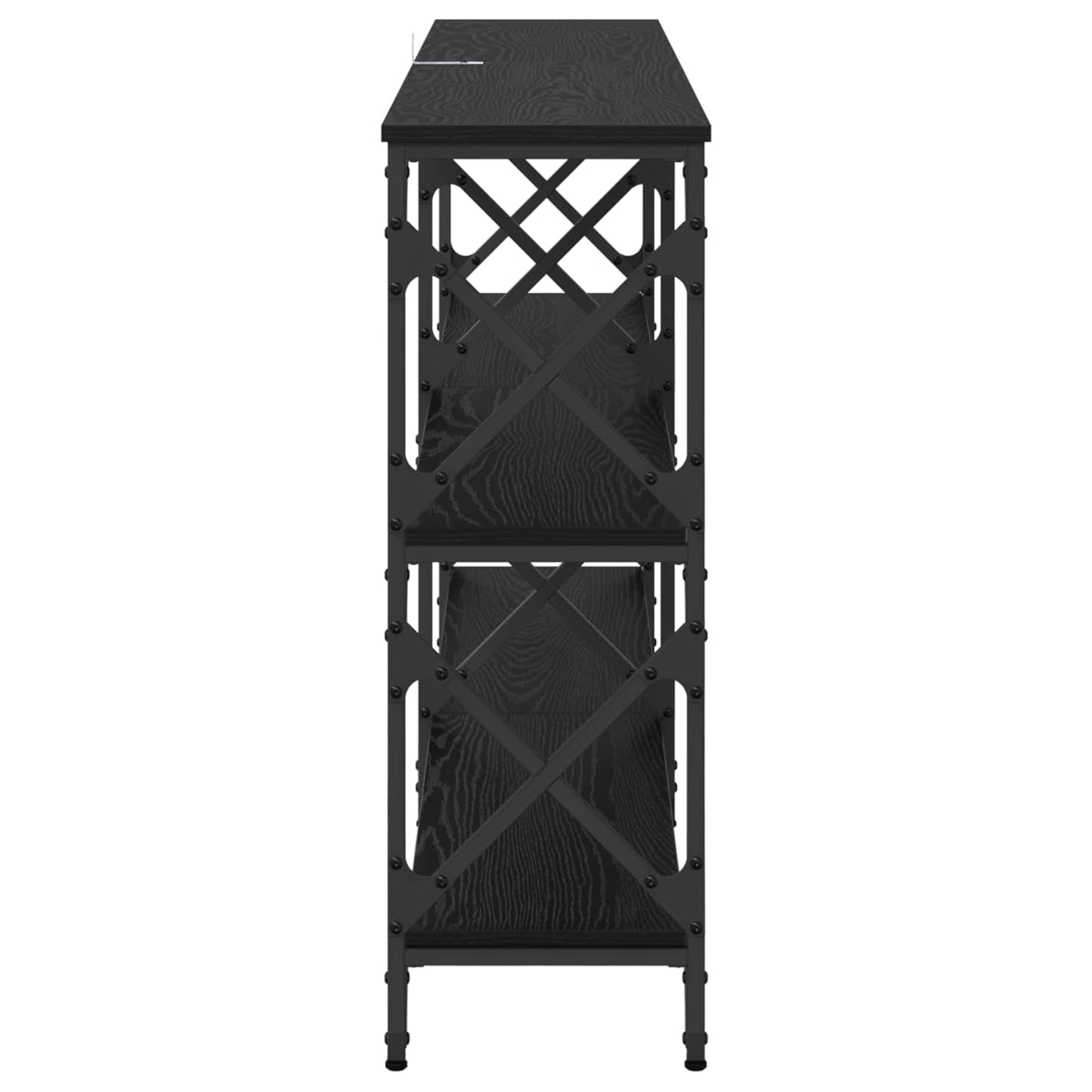 vidaXL Console Table Black Oak 156 x 28 x 80.5 cm Engineered Wood 6