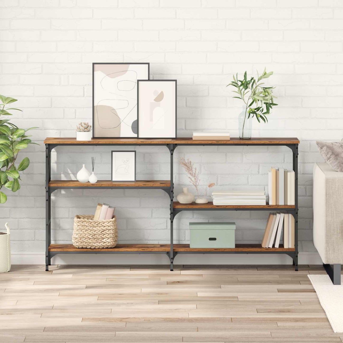 vidaXL Console Table Old Wood 150 x 29 x 76.5 cm Engineered Wood 1