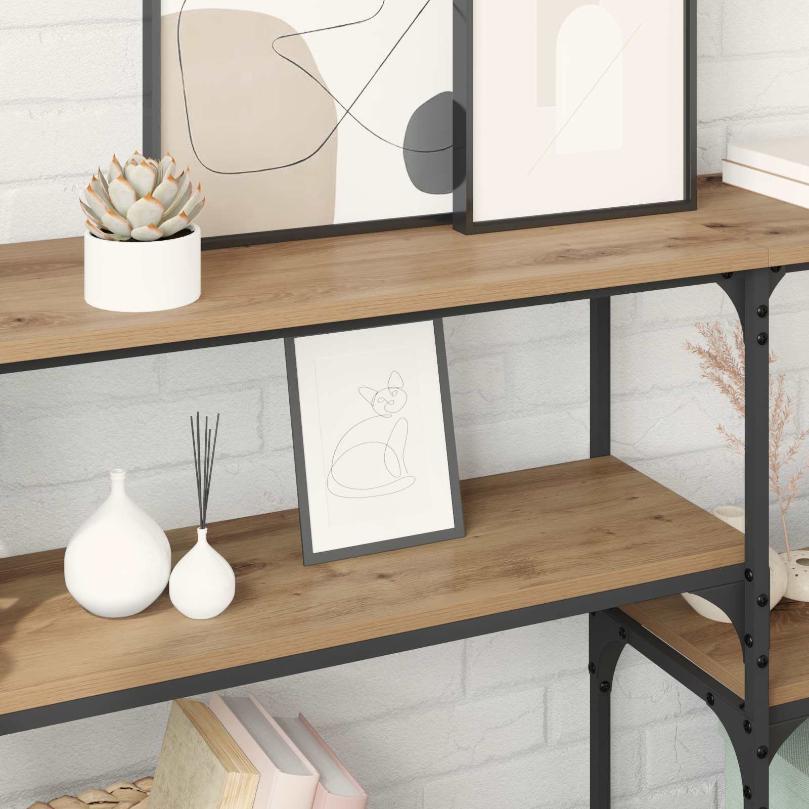 vidaXL Console Table Artisan Oak 150 x 29 x 76.5 cm Engineered Wood 4