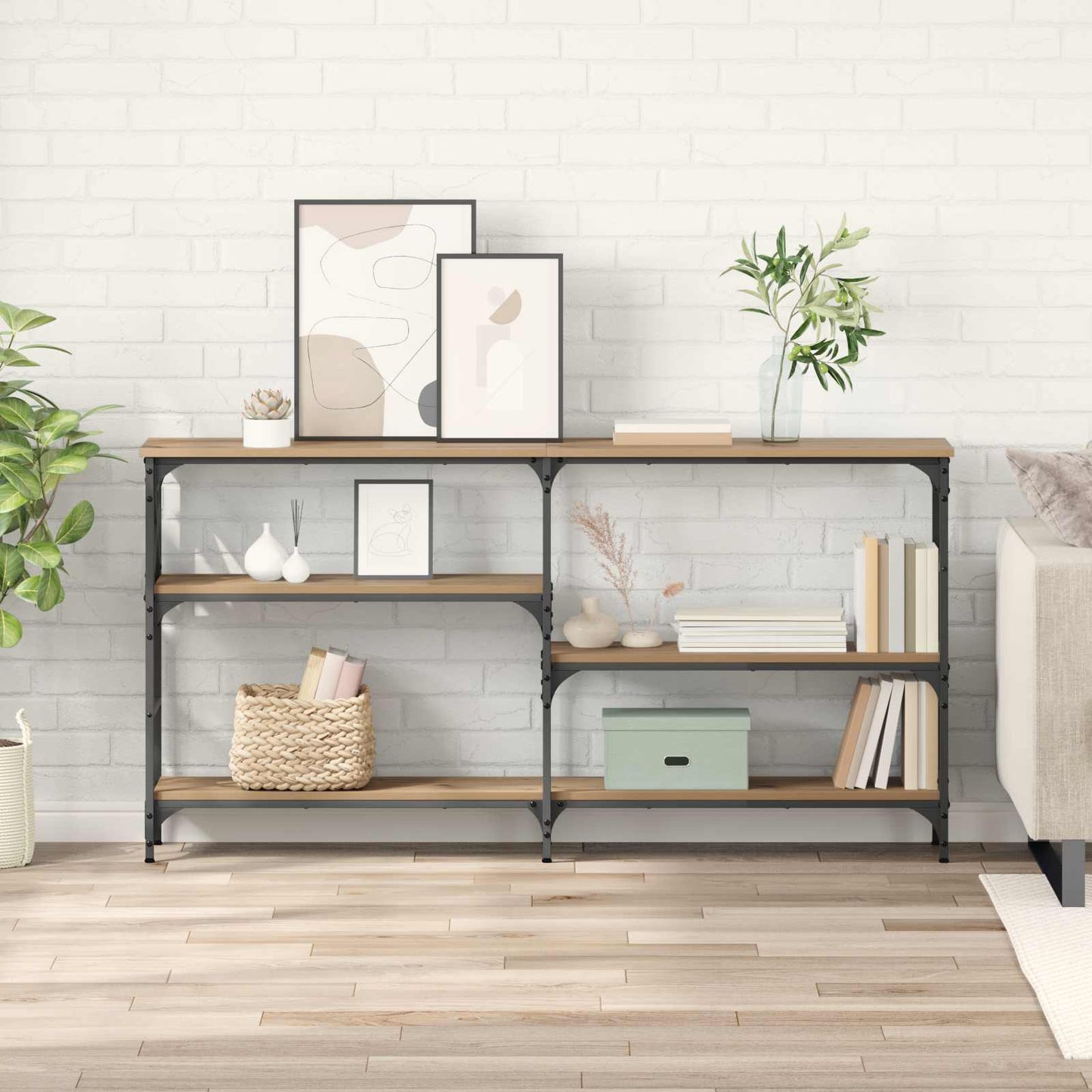 vidaXL Console Table Artisan Oak 150 x 29 x 76.5 cm Engineered Wood 1