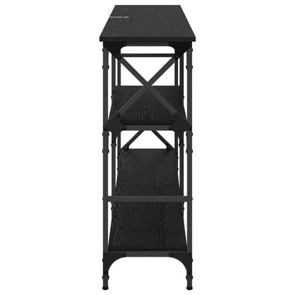 vidaXL Console Table Black Oak 150 x 29 x 76.5 cm Engineered Wood 6