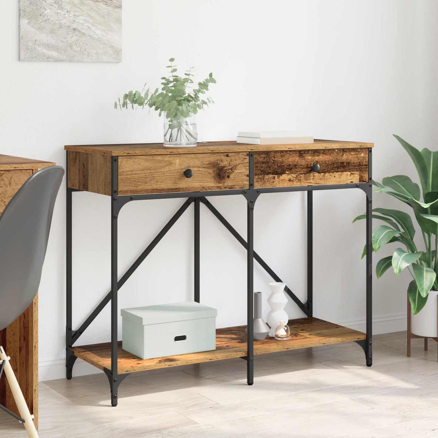 vidaXL Console Table Old Wood 100 x 39 x 78.5 cm Engineered Wood 1