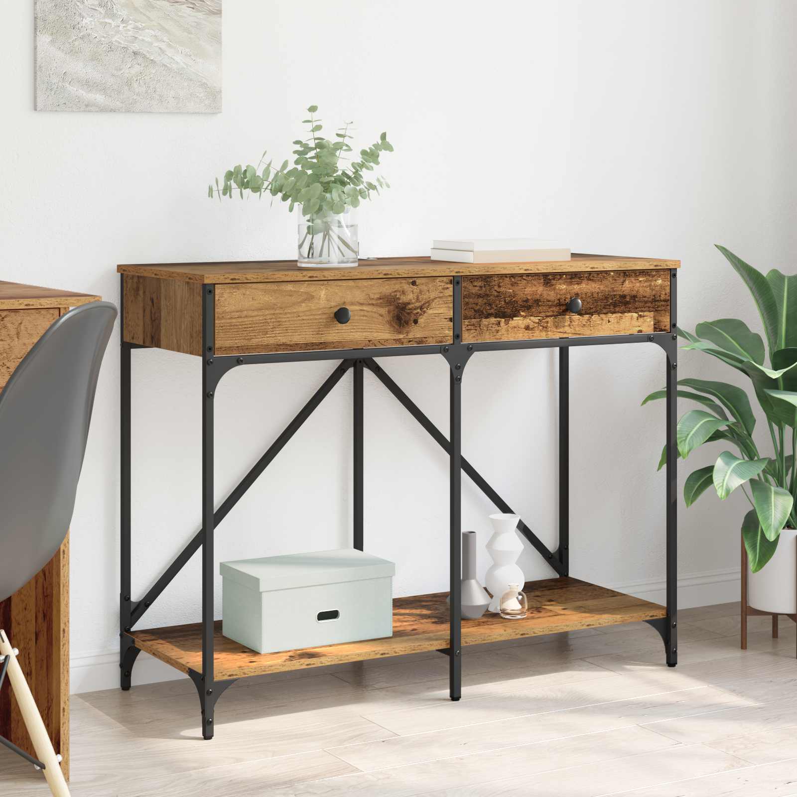 vidaXL Console Table Old Wood 100 x 39 x 78.5 cm Engineered Wood 1