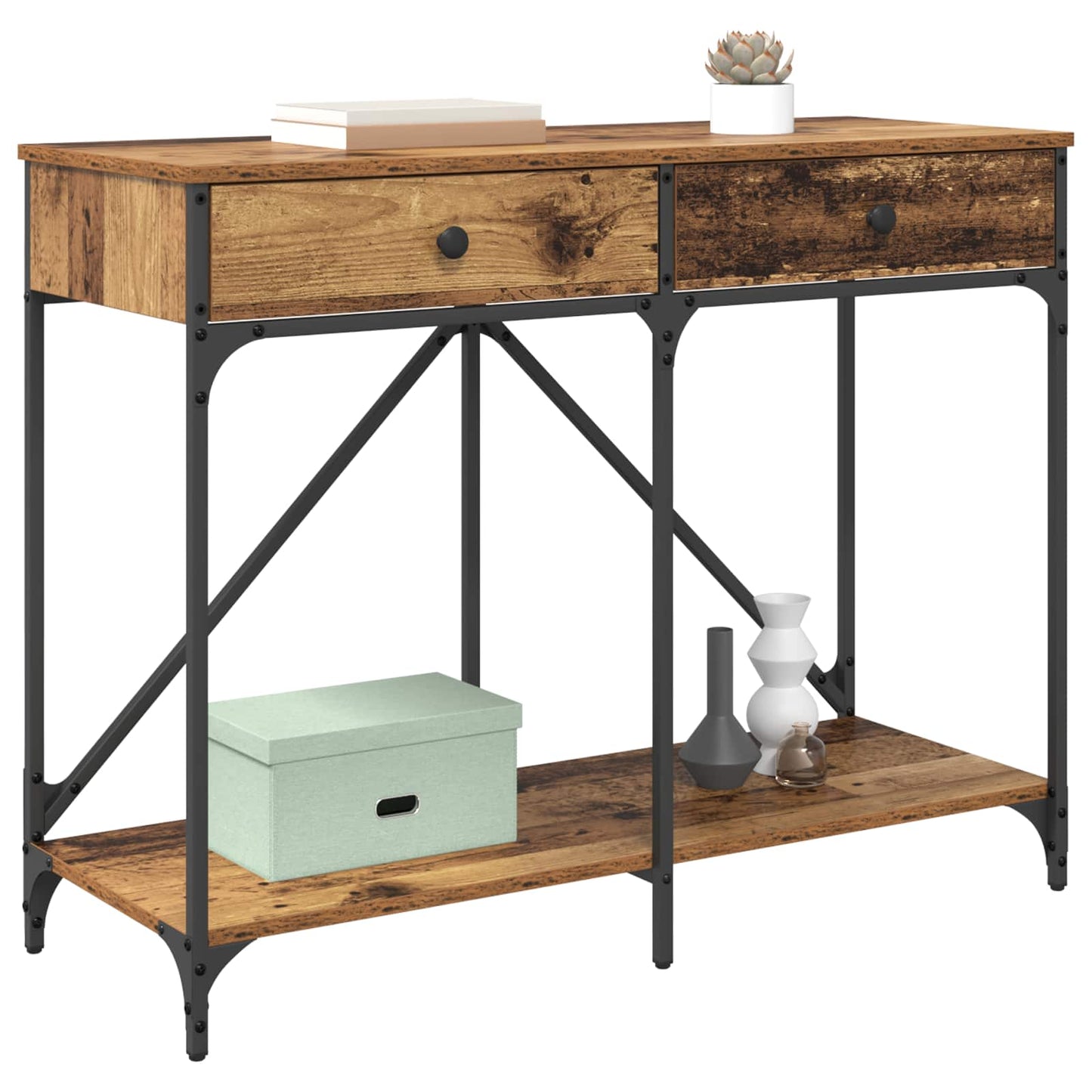 vidaXL Console Table Old Wood 100 x 39 x 78.5 cm Engineered Wood 3